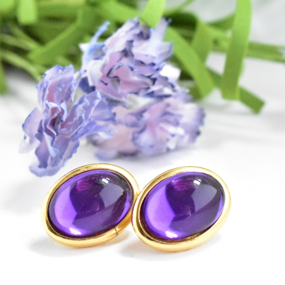 Purple Vintage Trifari Lucite Earrings